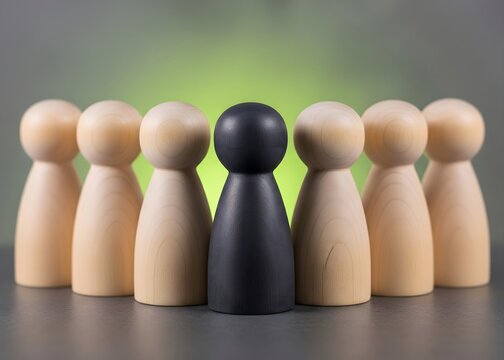 A grey figure among people. Feelings of invisibility. Concept of depression, burnout at work and modesty. Exquisite style and funeral tones. Mental health issues and social withdrawal, or emotional ex - Powered by Adobe