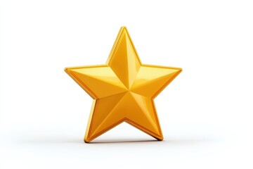Obraz premium A 3D render of a classic, golden 'Star' icon. Isolated on a plain white background with a soft shadow. Represents 'rating', 'favorite', 'award', or 'quality'.