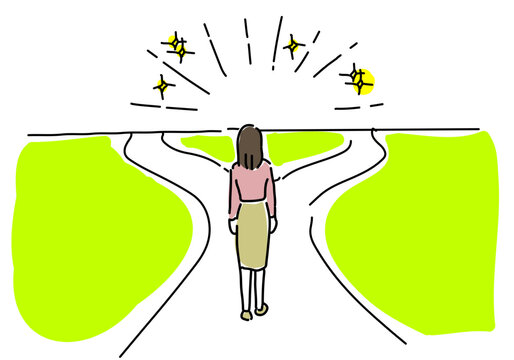 未来への選択の岐路に立つ女性