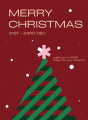 Minimalist Merry Christmas Poster with Modern Christmas Tree