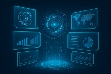 Modern futuristic interface showcasing global data analysis and business insights