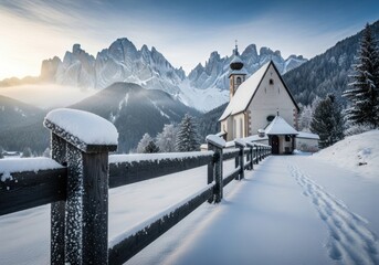 Dramatic Mountain Landscape in Winter