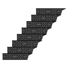 Ornamental Stair Steps Vector. Decorative Retro Vintage Stairs That Use Metal In Their Design. Illustration Isolated On White Background. 