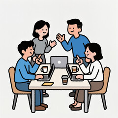 Obraz premium A team of professionals collaborating during a lively discussion at a table