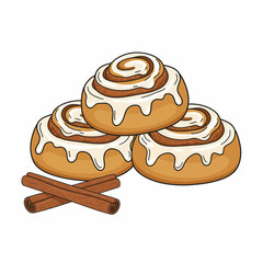 Delicious gingerbread cinnamon rolls with white icing christmas holiday baking icon for bakery festive dessert or seasonal pastry branding
