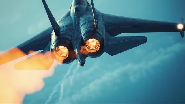 Military jet performs aerobatic maneuvers during airshow near the coast in bright daylight