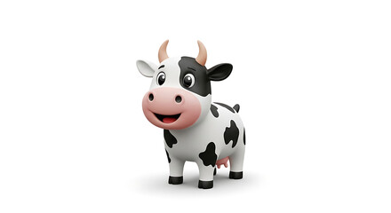 COW 3d happy kawaii character animal cute cartoon for kids white background