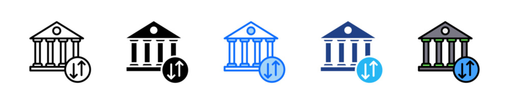 Bank Transfer Icon Set Multiple Style Collection