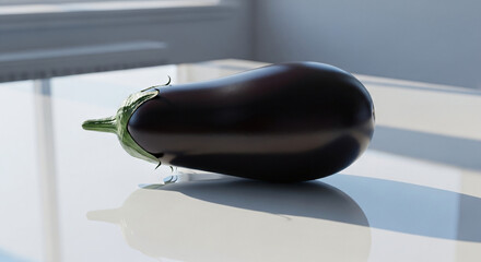 Fresh organic eggplant vegetable for healthy cooking, nutritious farm produce, colorful ingredient for vegetarian and vegan diets, natural and tasty food