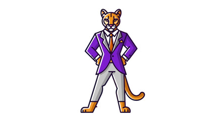 Stylized cougar in suit professional vector illustration for design projects
