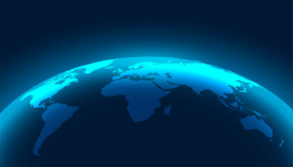 worldwide 3d globe map with neon effect vector design