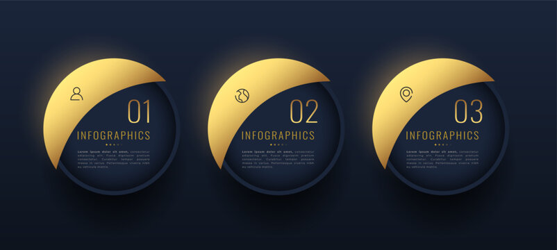 3 step or process perfect tool for modern presentation golden banner