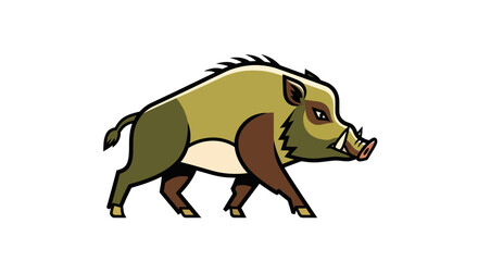 Stylized illustration of a wild boar on a white background