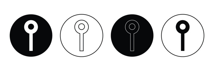 Black keyhole on white background. Mysterious door lock. Vector illustration .EPS 10 .