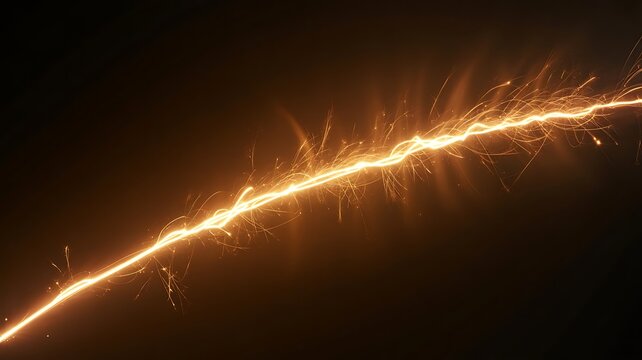 Abstract lightning bolt on black background energy current electricity spark