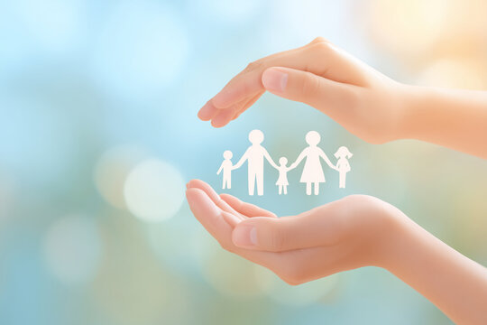 手のひらで家族を包み込む安心と保護のイメージ