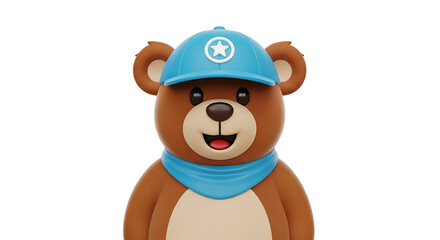 Obraz premium BEAR 3d happy kawaii character animal cute cartoon for kids white background
