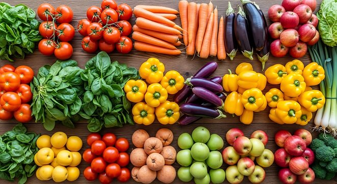 Colorful Fresh Vegetables - A Vibrant Display of Natures Bounty.
