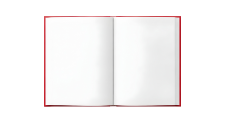 Open blank red book with white pages isolated on a white background