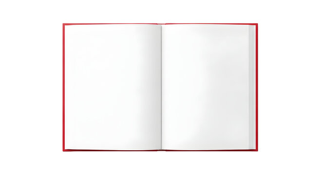 Open blank red book with white pages isolated on a white background