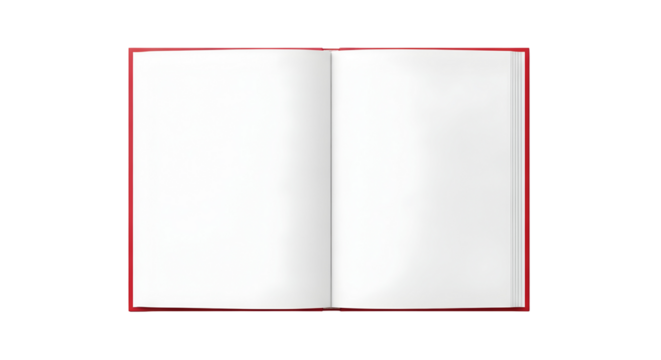 Open blank red book with white pages isolated on a white background