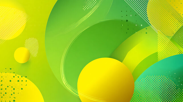 Vibrant abstract shapes with yellow and green gradients and playful patterns background geometric - Powered by Adobe