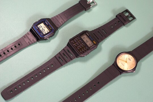Retro Casio digital and analog watches