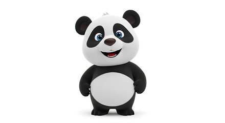 Obraz premium panda 3d happy kawaii character animal cute cartoon for kids white background