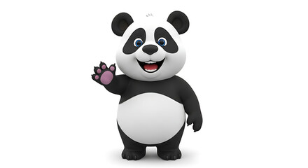 Obraz premium panda 3d happy kawaii character animal cute cartoon for kids white background