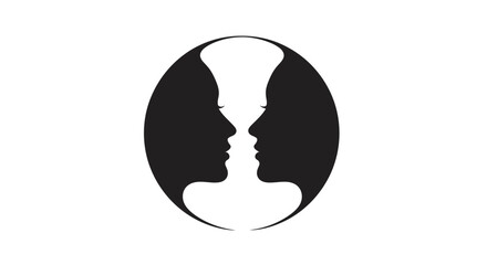 Rubin's vase optical illusion with two opposing human faces