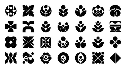 Abstract black minimalist symbols and logos modern design set