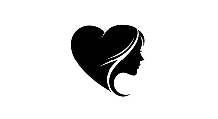 Woman's profile integrated into a heart shape, elegance concept
