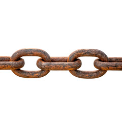 Obraz premium Close up of old rusty metal chain isolated on transparent background