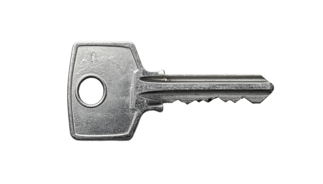 Isolated silver key on black background