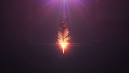 A Glowing Feather Symbol of Light, Hope, and Enlightenment in a Dark Universe