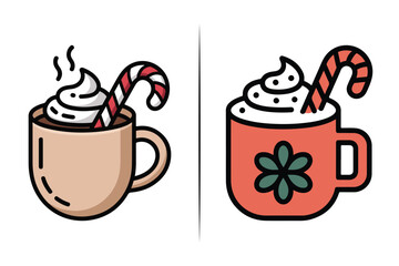 Christmas Coffee Cup Clipart Icon Design, Modern Christmas Clipart | Minimalist Holiday Icons, Snowflakes, Trees, Stars, Winter Illustrations | Aesthetic Bundle for DIY Projects