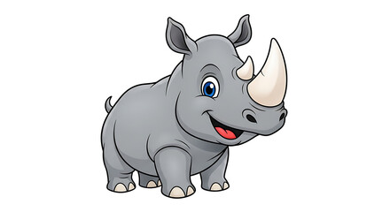 Obraz premium rhino happy kawaii character animal cute cartoon for kids white background