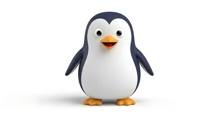 Fototapeta premium pinguin 3d happy kawaii character animal cute cartoon for kids white background