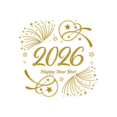 Golden Fireworks Happy New Year 2026 Design