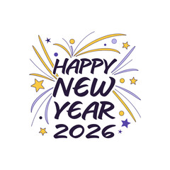 Obraz premium Happy New Year 2026 Fireworks Celebration Illustration
