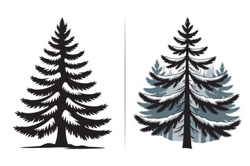 Christmas Tree Silhouette Clipart Design, Watercolor Christmas Clipart Set | Cozy Holiday Elements, Santa, Gifts, Snowflakes, Winter Decorations | Festive PNG Bundle for Cards & Crafts