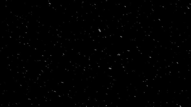 Seamless loop blurred snowflakes on clean black animation copy space background.