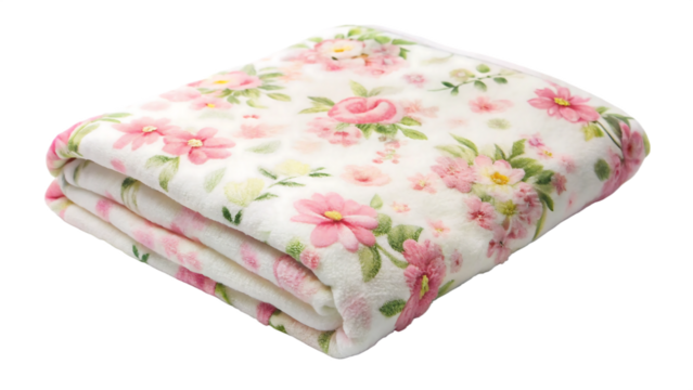 Folded floral baby blanket with pink roses - Powered by Adobe