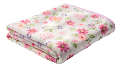 Folded floral baby blanket with pink flowers