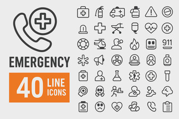 Emergency Icon Set – Safety, Warning, and First Aid Symbols