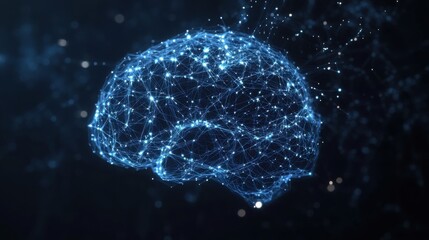 Artificial intelligence brain with neural network connections and data points
