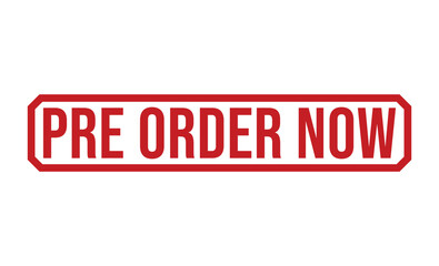 Fototapeta premium A striking red rectangular stamp featuring the prominent text PRE ORDER NOW displayed clearly on white