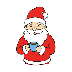 Santa Claus enjoys a warm cup of tea, steam swirling around his rosy cheeks as he relaxes in his cozy red suit, taking a peaceful break from his magical holiday journey.
