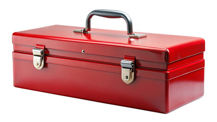 Red metal toolbox for tool storage