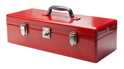 Red metal toolbox, a container for tool storage